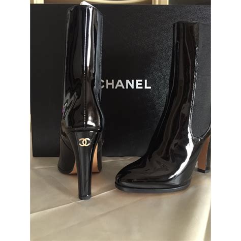 black chanel|chanel black ankle boots.